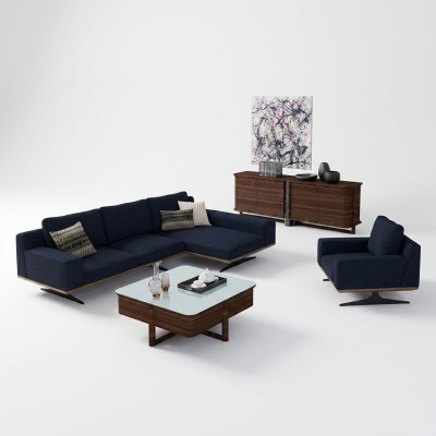 Nowoczesna niebieska Designerska Sofa Tapicerowana Luksusowa Podkładka Włókiennicza