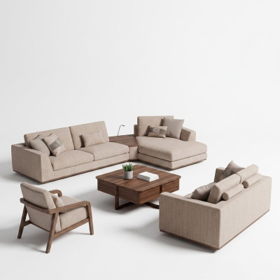 Luksusowy Zestaw sofowy Narożnikowa kanapa Dwuosobowa sofa w kształcie litery L Luksusowy Fotel Meble tapicerowane