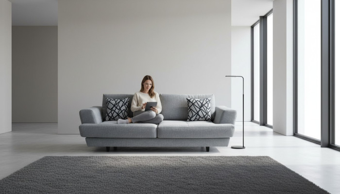 Projekt salonu 3-miejsce siedzące Szara Sofa Nowoczesna Luksusowa Sofa Tkaninowa Ekskluzywna