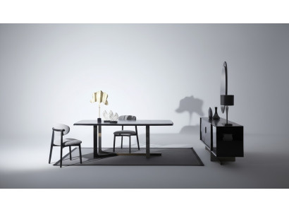 jadalnia 7 sztuk. Zestaw Stół obiadowy Kredens Lustro 4x Krzesła Modern Design