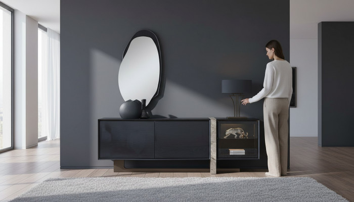 Kredens Bufetowy Lustro jadalnia Salon Nowoczesny Design 2-częściowy. ustawić
