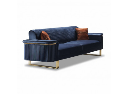 Blue Living Room 3-miejsce siedzące Luksusowa Sofa Materiałowa Eleganckie Meble tapicerowane