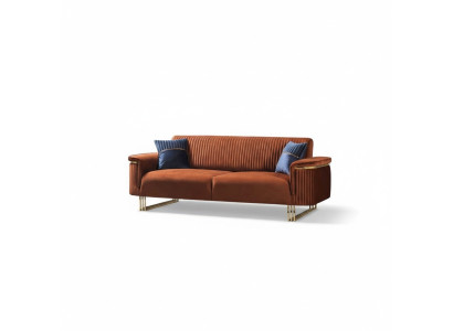 Pomarańczowa trzyosobowa luksusowa sofa materiałowa Nowoczesne meble do salonu
