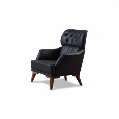 Black Chesterfield Fotel Luksusowy Pokój Jednoosobowy Pokój Dzienny 1-miejsce siedzące