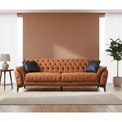 Orange Chesterfield 3-miejsce do siedzenia Salon Luksusowa Sofa Nowoczesna Noble Couch