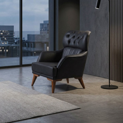 Designerski salon Black Chesterfield Fotel 1-miejsce siedzące LehnFotel
