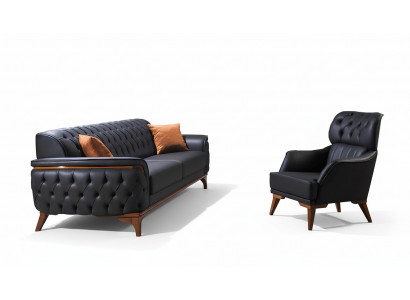 Czarna designerska Chesterfield Ustaw luksusową skórzaną sofę designerskiego Fotel