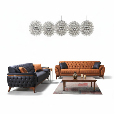 Designerskie sofy Chesterfield do salonu Ustawić Podkładkę 2x sofy tekstylne