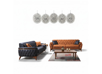Designerskie sofy Chesterfield do salonu Ustawić Podkładkę 2x sofy tekstylne
