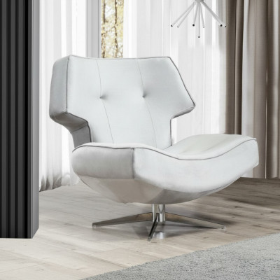 Fotel Biały Nowoczesny Luksusowy Design Pokój Dzienny 1-miejsce siedzące Włókienniczy Materiał