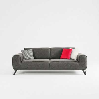Szara 3-miejsce siedzące Sofa materiałowa Nowoczesny Design Pokój dzienny Włókienniczy Materiał Materiał