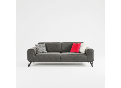 Szara 3-miejsce siedzące Sofa materiałowa Nowoczesny Design Pokój dzienny Włókienniczy Materiał Materiał