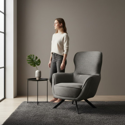Szary Kolor Nowoczesny Design 1-miejsce siedzące Fotel Materiał Włókienniczy Materiał Nowoczesny Design