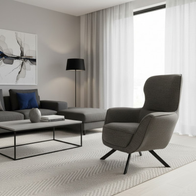 Szary Kolor Nowoczesny Design 1-miejsce siedzące Fotel Materiał Włókienniczy Materiał Nowoczesny Design