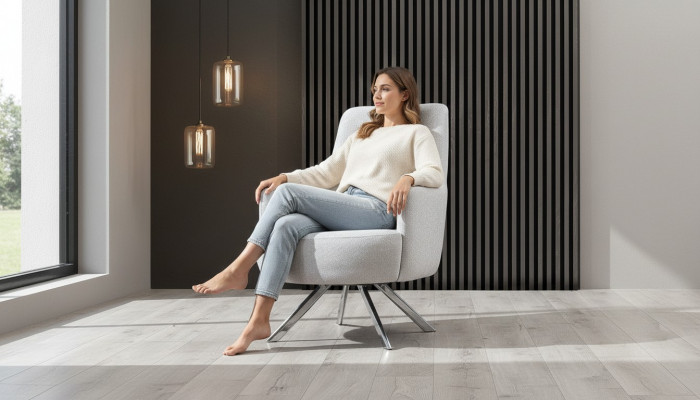 Biały Kolor 1-miejsce siedzące Pokój dzienny Materiał Fotel Nowoczesny Design Włókienniczy Materiał