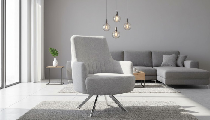 Biały Kolor 1-miejsce siedzące Pokój dzienny Materiał Fotel Nowoczesny Design Włókienniczy Materiał