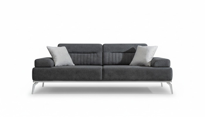 Szary Salon 3-miejsce siedzące Sofa Tkaninowa Nowoczesny Luksusowy Design Włókienniczy Materiał