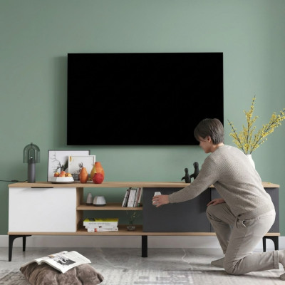 Szafka pod telewizor RTV Lowboard Nowoczesny design Prostokątne drewno Materiał Luksusowy design