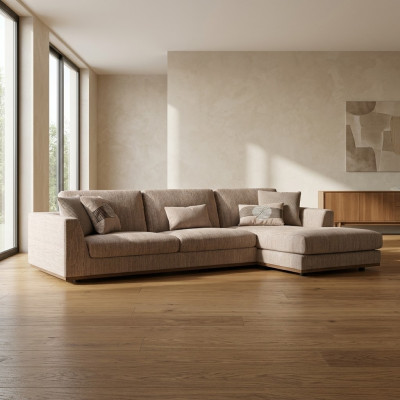 Meble tapicerowane Beżowa Narożnikowa kanapa Luksusowa Sofa Kanapa L-Shape Relaks Sofa Tapicerowana Salon