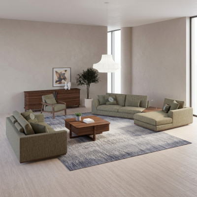 Kompletny Zestaw sofowy 3-częściowa sofa dwuosobowa Relaks Narożnikowa kanapa w kształcie litery L Modern Fotel