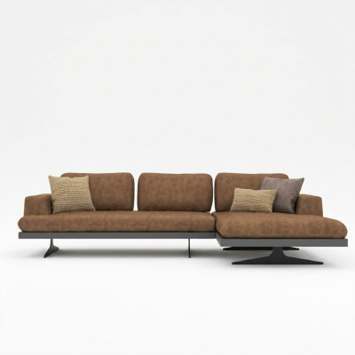 Narożnikowa kanapa L-Shape Relaks Salon Brązowa Skóra Sofa Meble tapicerowane Narożnik Ustaw