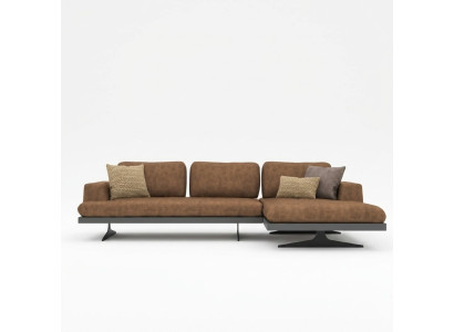 Narożnikowa kanapa L-Shape Relaks Salon Brązowa Skóra Sofa Meble tapicerowane Narożnik Ustaw