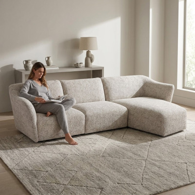 Narożnik Ustaw Biały Sofa Kanapa Designerska Nowoczesny Salon w Kształcie L Nowość