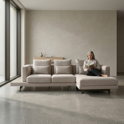 Designerska Sofa Kanapa Szara w Kształcie L Nowoczesna Narożnikowa kanapa Meble tapicerowane do salonu