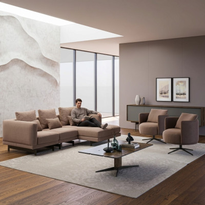 Zestaw sofowy Luxury Meble Sofa L-Shape 2x Fotel Meble tapicerowane Nowy stolik kawowy