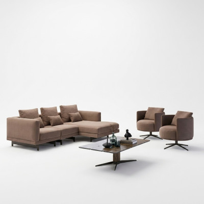 Zestaw sofowy Luxury Meble Sofa L-Shape 2x Fotel Meble tapicerowane Nowy stolik kawowy