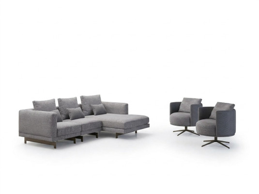 Salon kompletny 4-częściowy 2x Fotel z Narożnikowa kanapa Designerski stolik w kształcie litery L Drewno kawowy