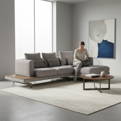 Salon Ustawić Narożnikowa kanapa Szara Sofa w kształcie litery L Kanapa Designerskie Meble tapicerowane