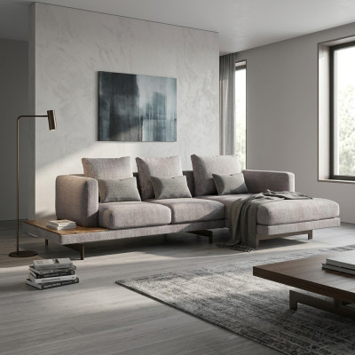 Salon Ustawić Narożnikowa kanapa Szara Sofa w kształcie litery L Kanapa Designerskie Meble tapicerowane
