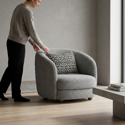 Szare designerskie meble Fotel Meble tapicerowane do salonu Nowe meble Siedziba