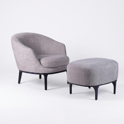 Komplet do salonu 2 szt. Fotel z Stołek Designer Nowoczesne Meble tapicerowane