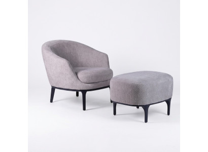 Komplet do salonu 2 szt. Fotel z Stołek Designer Nowoczesne Meble tapicerowane