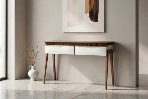 Salon Brązowy Stół konsolowy Nowoczesne Drewno Tabela konsola Luxury Design