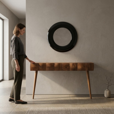 konsola Kredens Modern Drewno Stół konsolowy z Lustro luksusowy salon