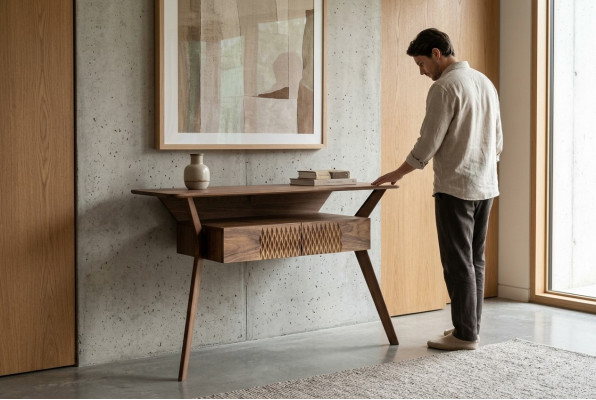 Salon luksusowy Stół konsolowy Brown Drewno Tabela Modern Design konsola