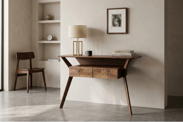 Salon luksusowy Stół konsolowy Brown Drewno Tabela Modern Design konsola