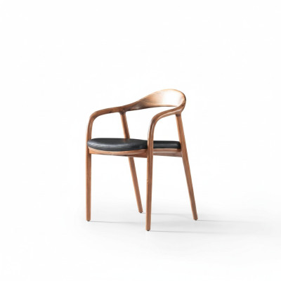 Designerski luksusowy fotel Krzesło Drewno Podkładka Krzesła jadalnia Skóra