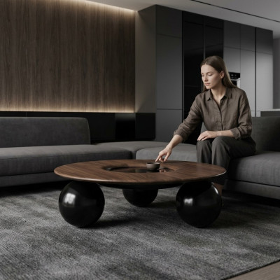 Luksusowy Brązowy Okrągły stolik kawowy Living Room Design Meble Nowoczesne Meble