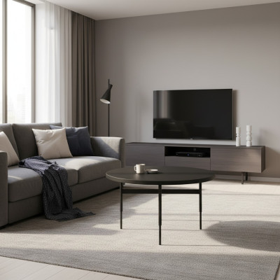 Nowoczesne Okrągłe Stolik New Luxury Czarny Meble Design Meble Drewno