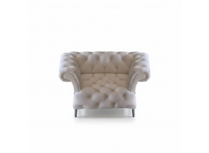 Fotel biały Chesterfield - meble tapicerowane ze skóry - siedzenie nowoczesne - nowe meble