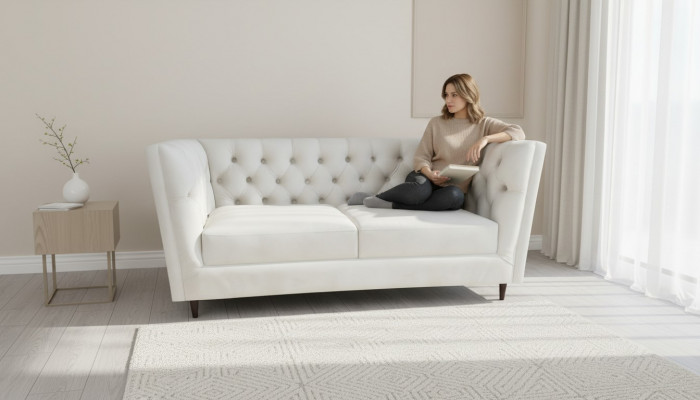 Pokój dzienny Sofa Dwuosobowa Skórzana Sofa Meble tapicerowane Chesterfield zestaw