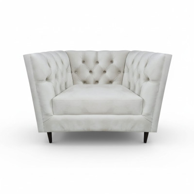 Luksusowy fotel do salonu, meble tapicerowane, skóra, siedzisko, meble Chesterfield, nowe