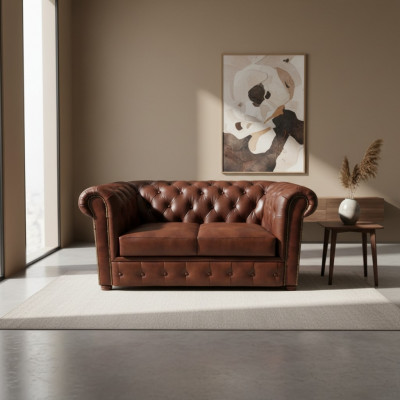Meble Tapicerowane Sofa Dwuosobowa Chesterfield do Salonu