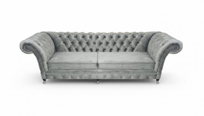 Meble tapicerowane Szara sofa Dwuosobowa kanapa Meble designerskie Chesterfield do salonu