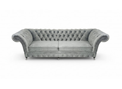 Meble tapicerowane Szara sofa Dwuosobowa kanapa Meble designerskie Chesterfield do salonu