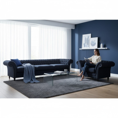 Zestaw projektanta Sofa trzyosobowa Sofa Krzesła Meble tapicerowane Chesterfield Nowe